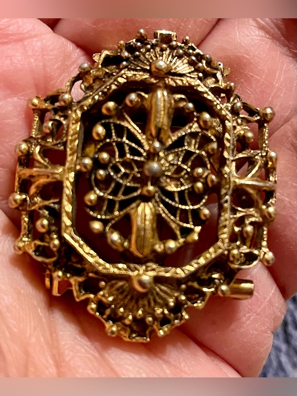 Antique Victorian Edwardian Intricate Scroll Filigree Scarf Clip/Brooch